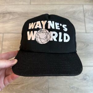 Vintage 90s Wayne’s World Hat Cap SnapBack Movie Promo SNL Black 1991 Retro USA